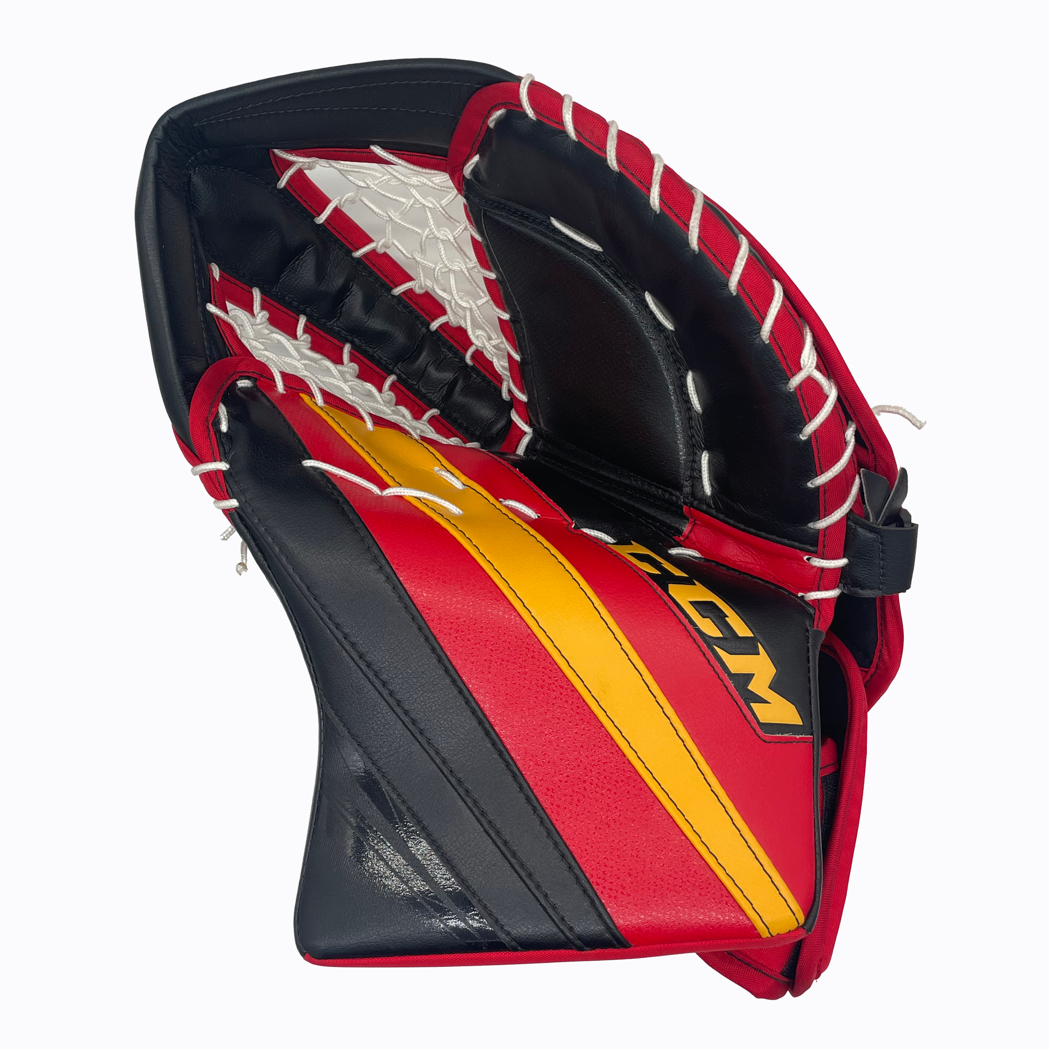 CCM Extreme Flex 5 - Gant de gardien de but professionnel de la LNH - Jacob Markstrom (noir/rouge/jaune)